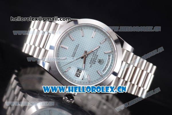 Rolex Day Date II Clone Rolex 3255 Automatic Stainless Steel Case/Bracelet with Blue Dial and Stick Markers (BP) - Click Image to Close